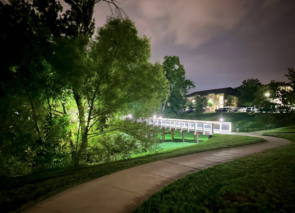 lit walk way